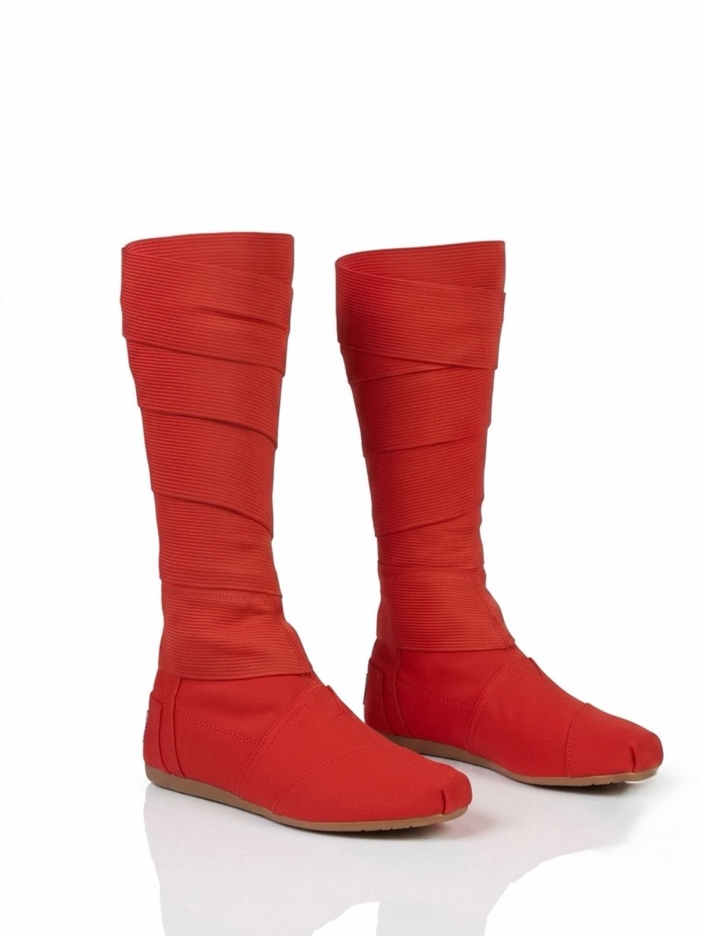 TOMS Red Canvas Wrap Boots Shoes Red Rare